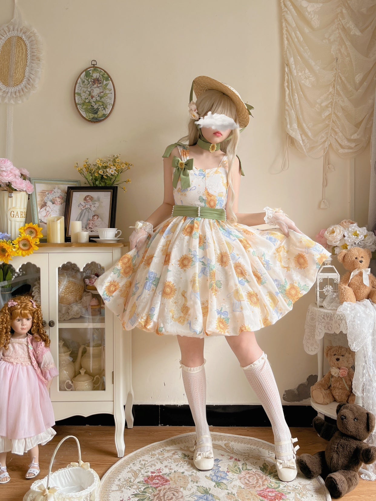 Akiyama Future Studio~Sunflower Print Lolita JSK Dress in Breathable Light Fabric 42790:753482