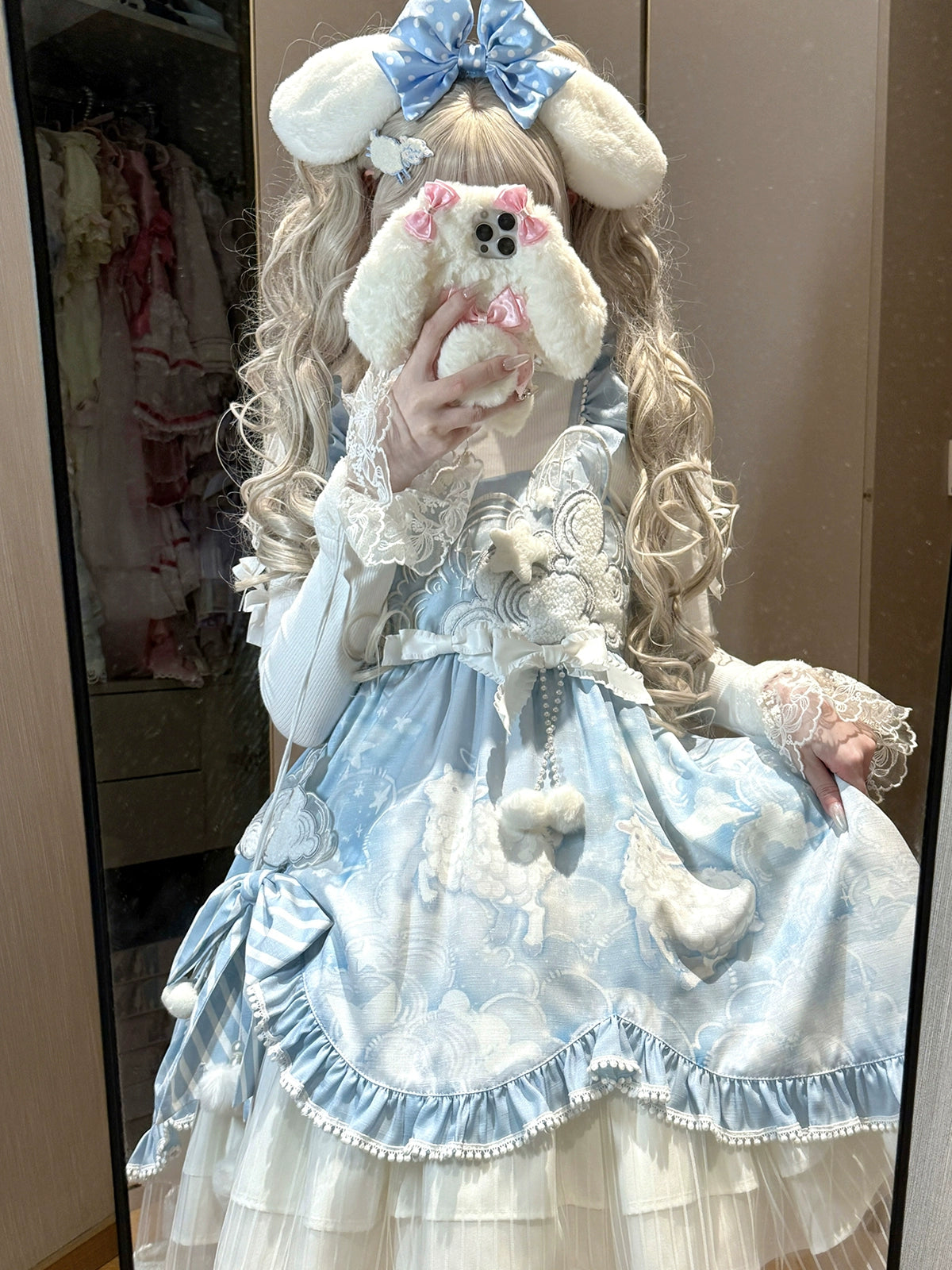 Letters from Unknown Star - Cloudscape Dream - Sweet Lolita JSK Suit, Fleece Cape 44222:799464