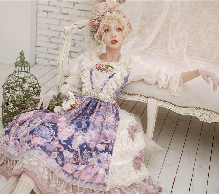 Miss Point~Elizabeth Meow~Classic Lolita Blouse Lotus Root Sleeve Lolita Shirt 40686:673632