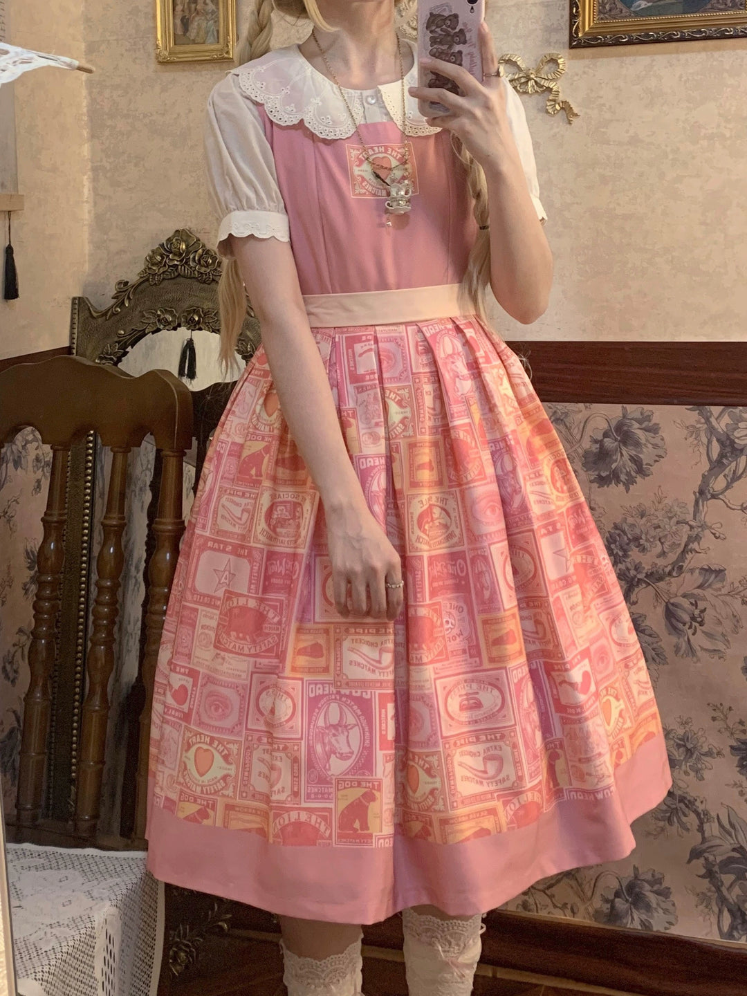Miss Cube - Antique Label - Retro Lolita JSK Dress Print Daily Dress