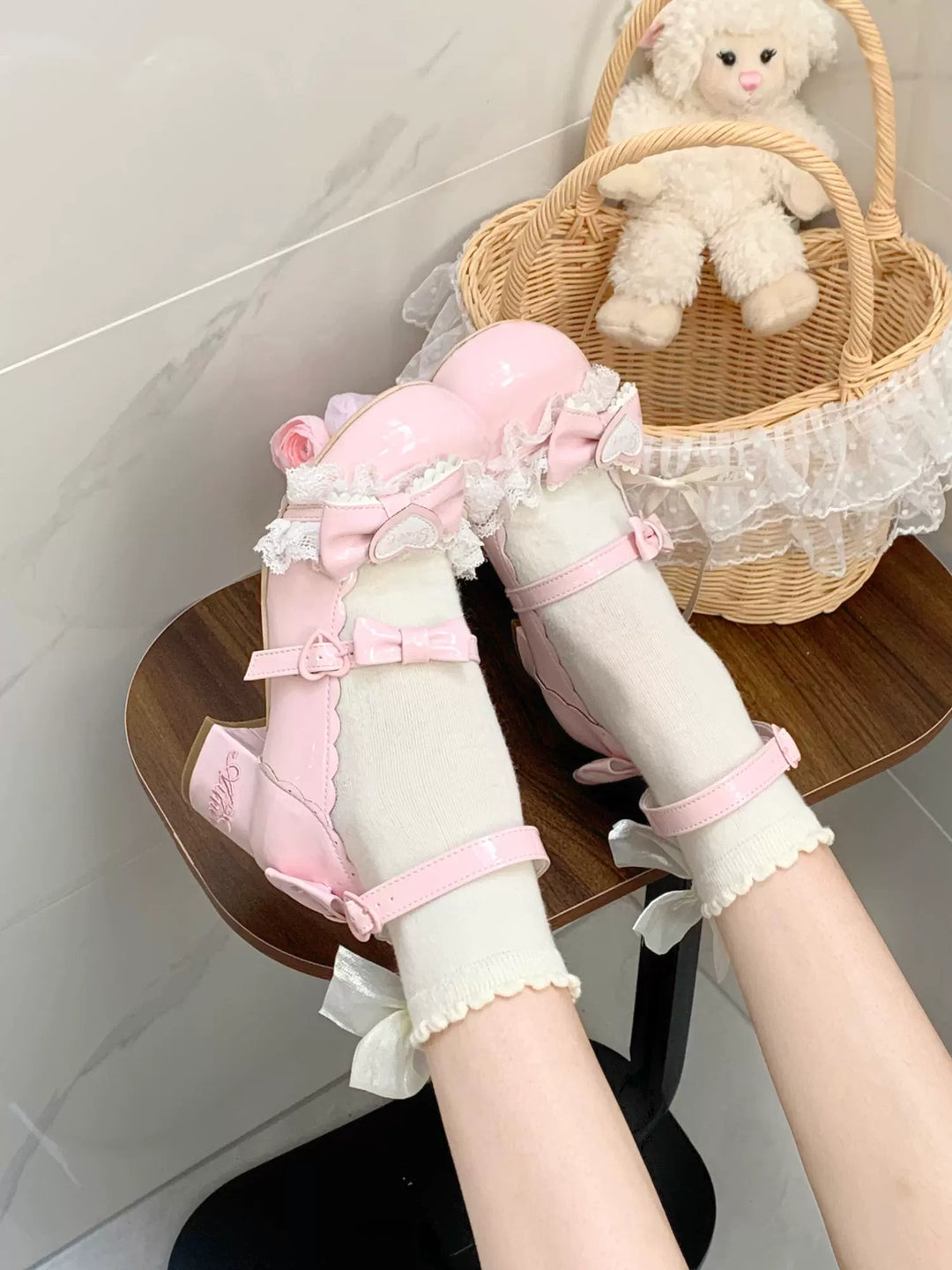 Aimee~Sakura~Sweet Lolita Heels Cute Mid-heel Mary Jane Shoes 40368:657624