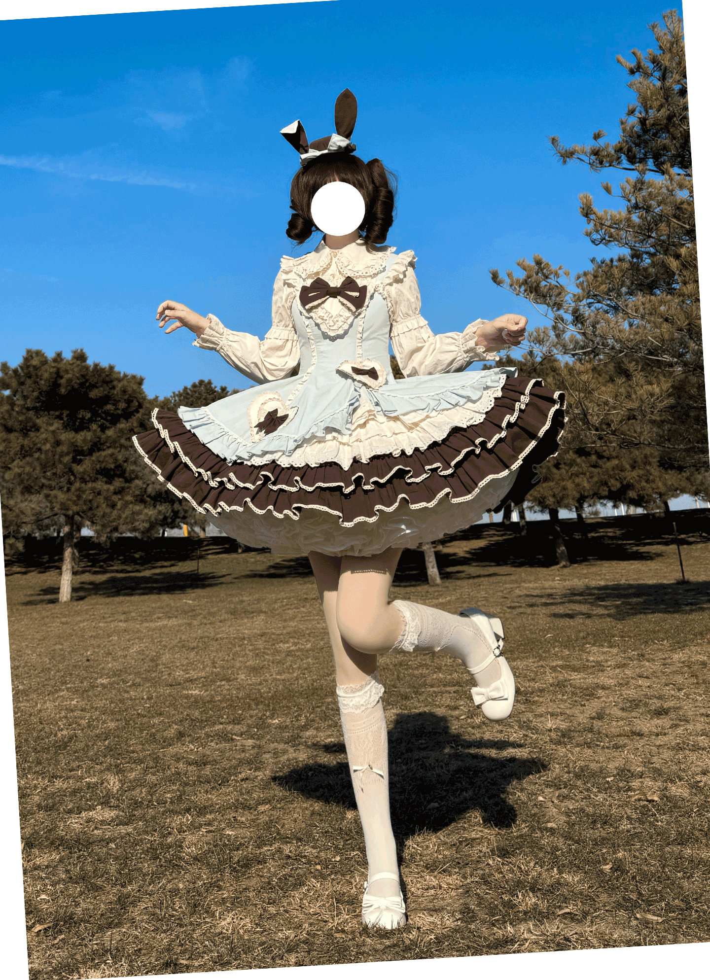 Cream Bud - Tiered Hem Old School Lolita JSK, Side Opening