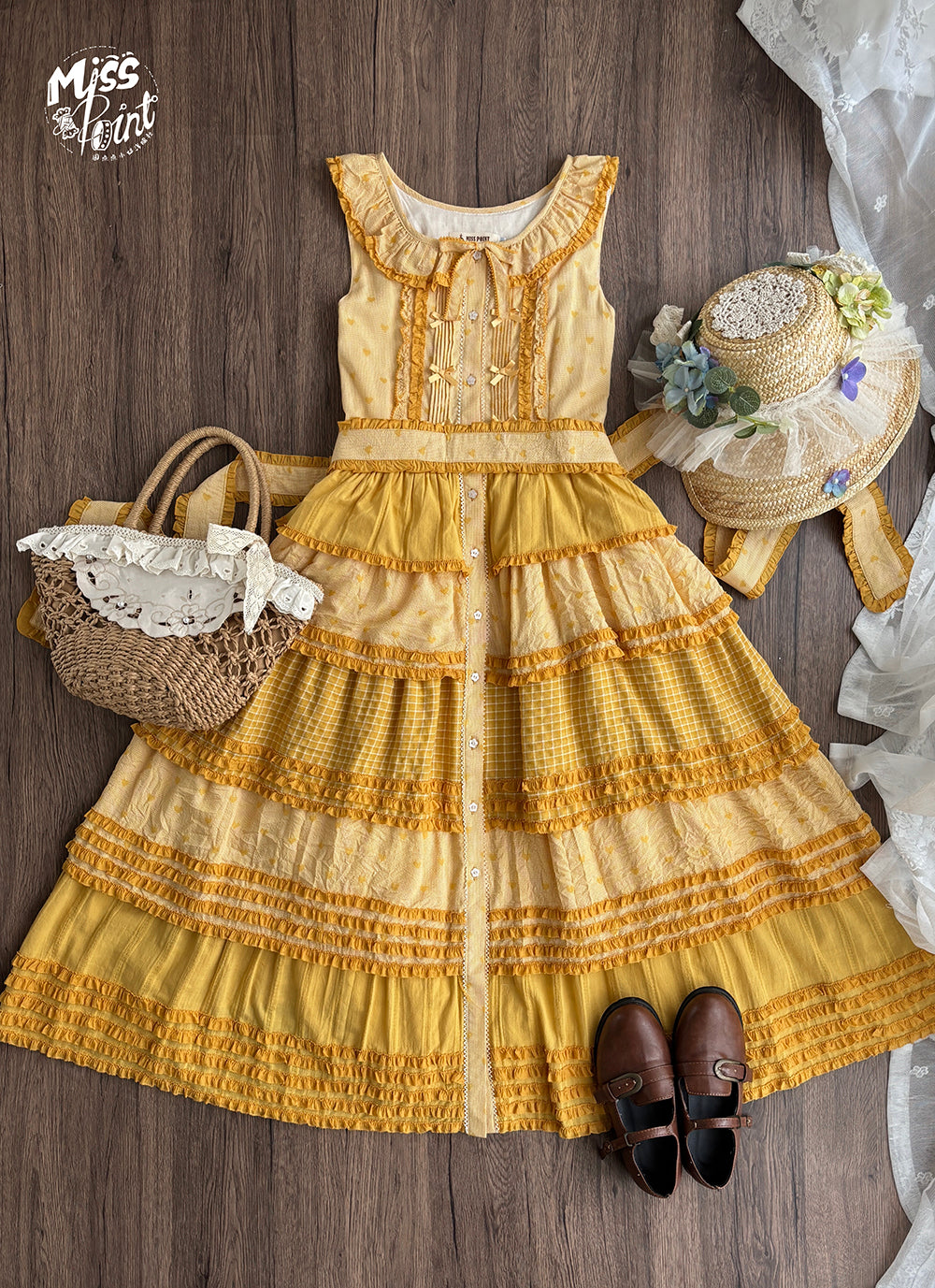 Miss Point~Garden Sunflower~Country Lolita JSK Five-Tiered Open Front Dress 42509:742462