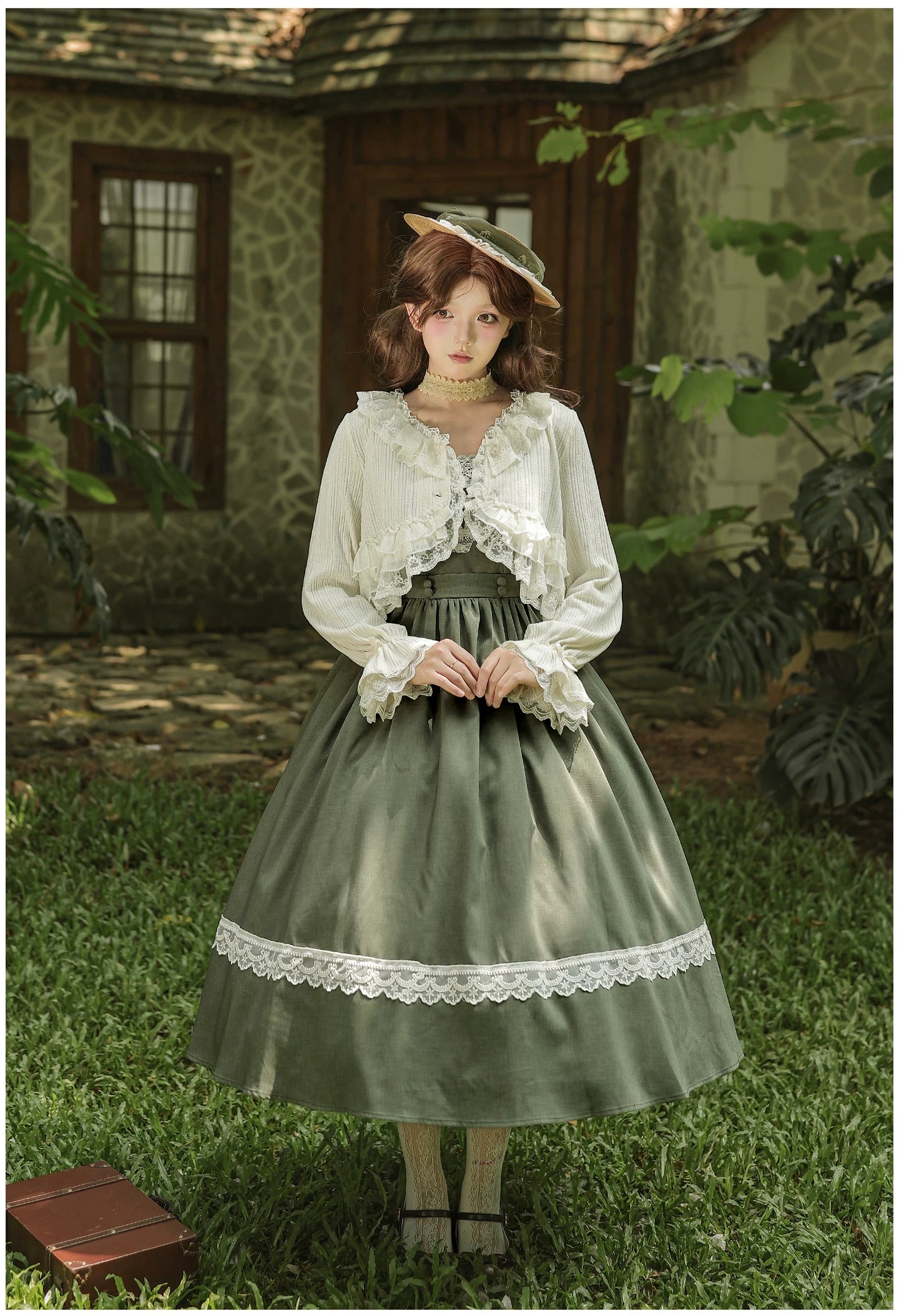 Oak in the Wind - Classic Lolita JSK Dress, Rose Basket Embroidery 45820:863506
