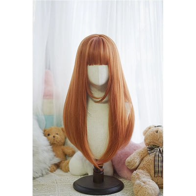 Imperial Tea~Daily Lolita Wig Matte Color Long Wigs Dirty Orange  