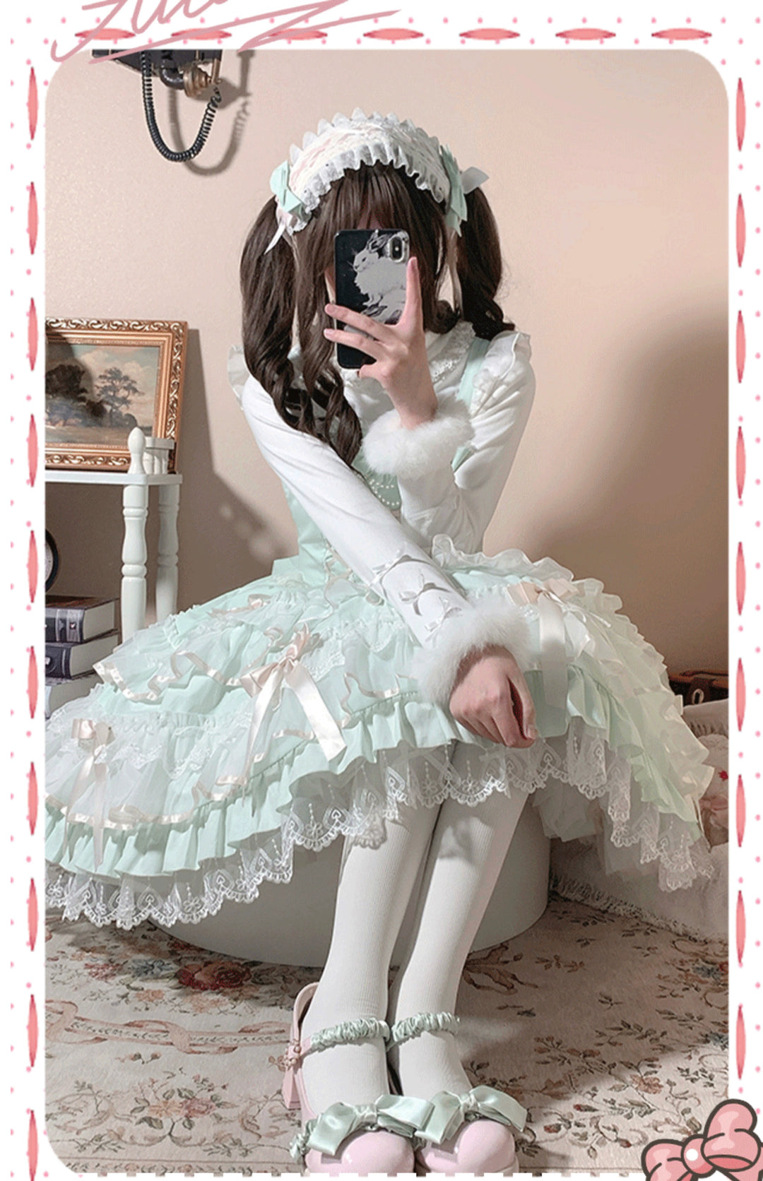 ZhiJinYuan~Love Notebook~Old School Lolita JSK Dress Vintage Doll Tiered Skirt