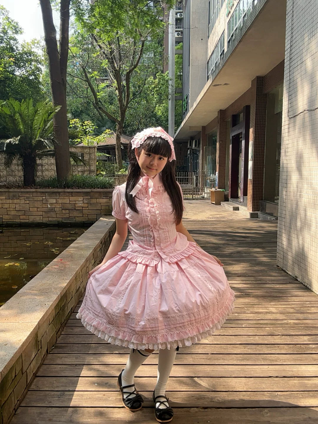 Sugar Heart Rose - Cotton Old School Lolita SK with Ruffled Hem