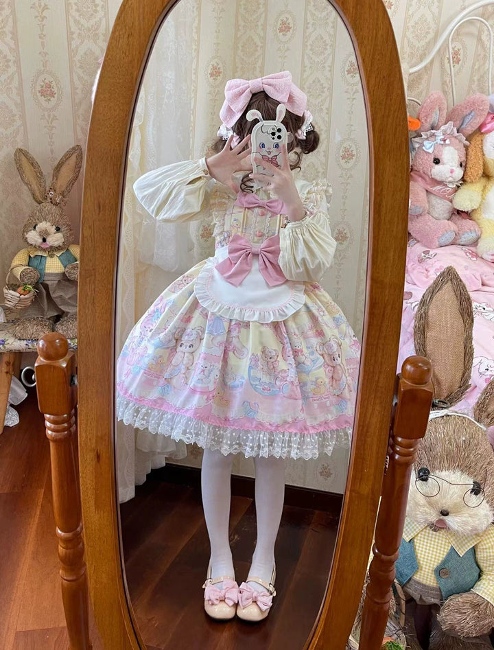 (BFM)Hanguliang~Sweet Bunny Bear~Sweet Lolita Jumper Dress Cute JSK