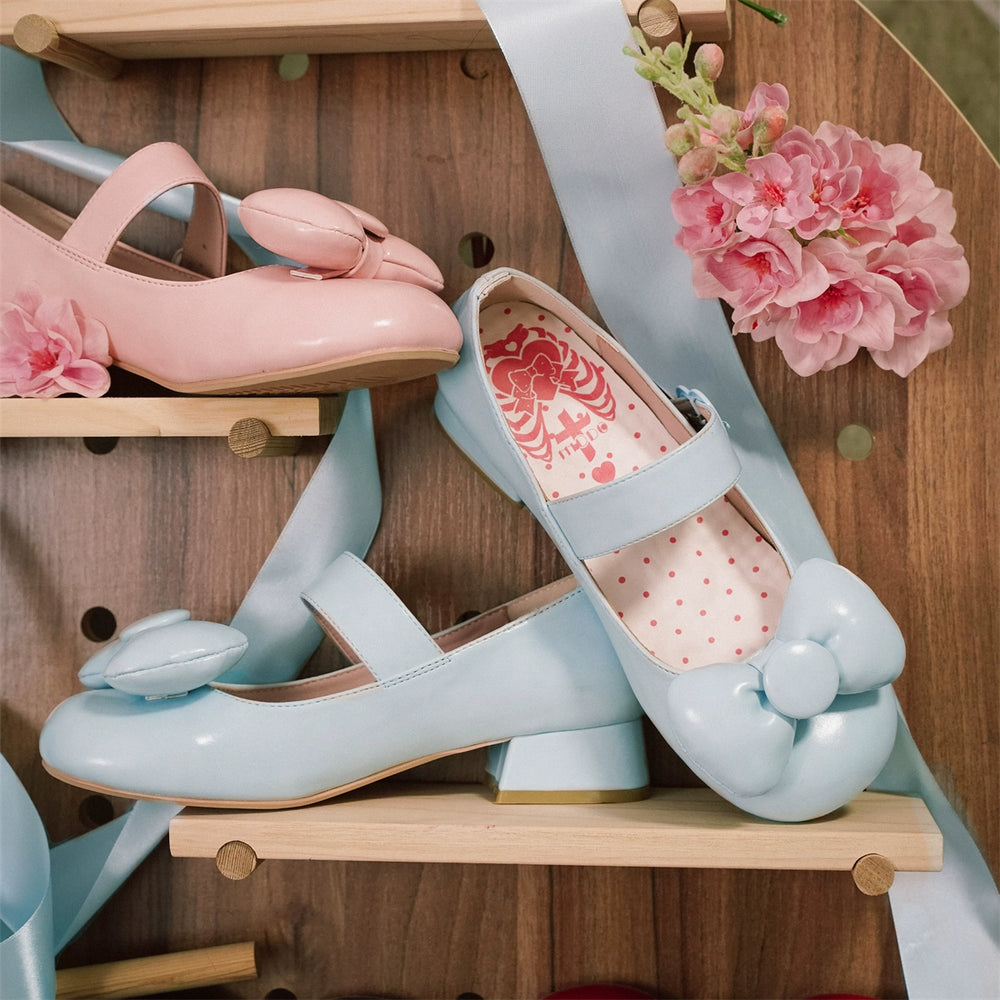 MODO~Showa Kaleidoscope~Kawaii Lolita Solid Shoes With Cute Round Toe and Bow 42943:758396