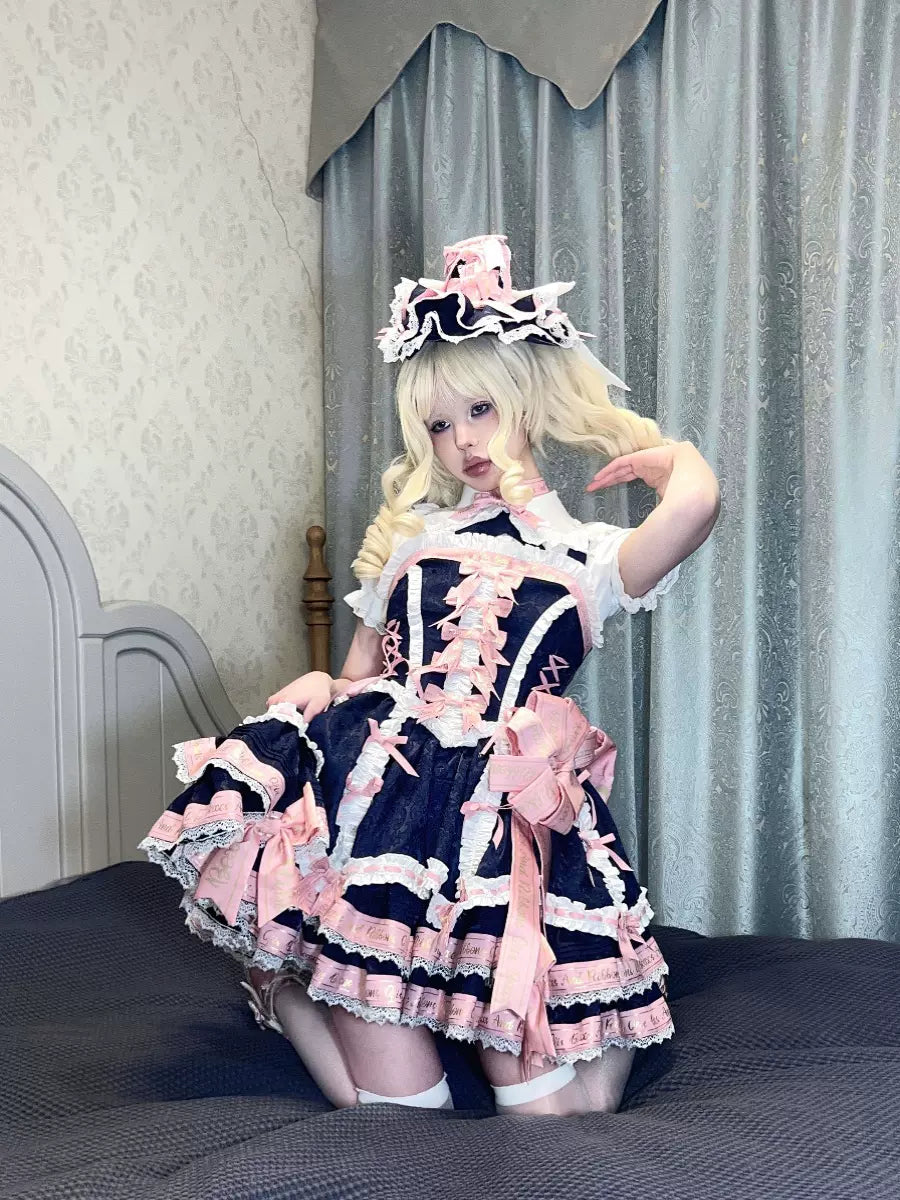 Palace Afternoon~Chocolate Lover~Elegant Lolita Dress Chocolate JSK Navy blue strawberry JSK XS 