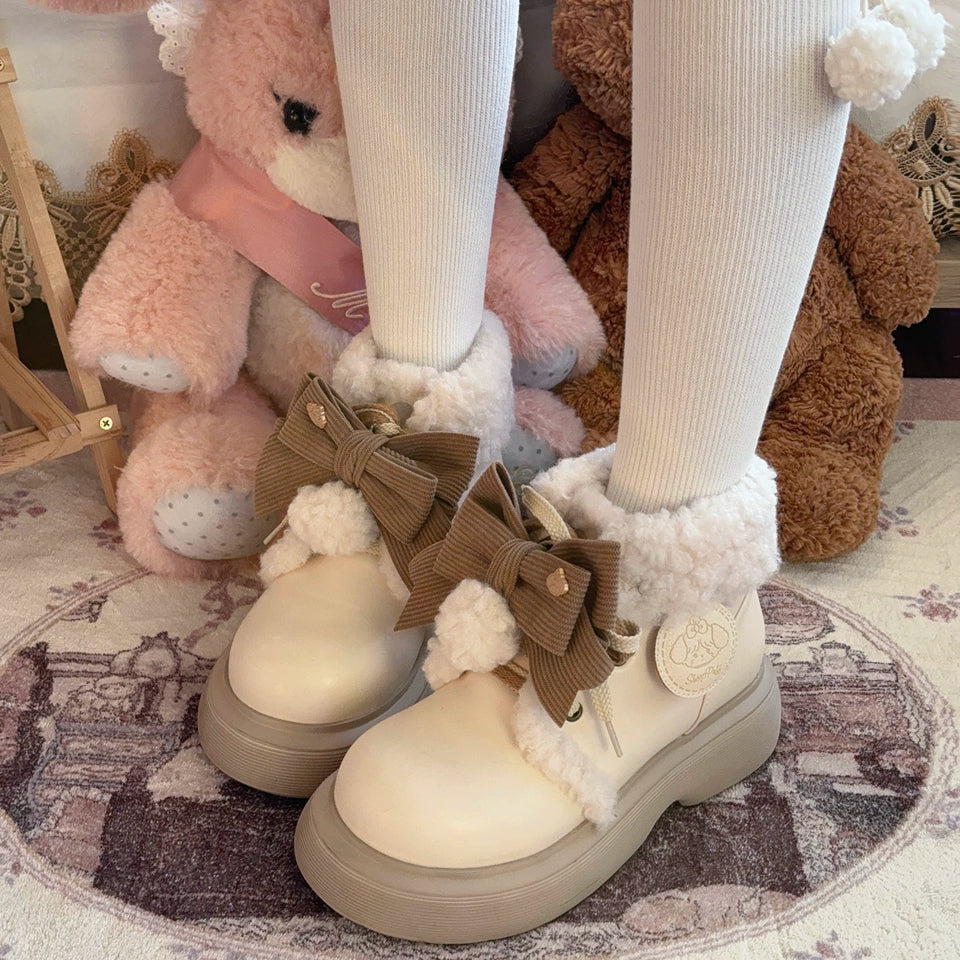 Sheep Puff~Sweet Lolita Fleece Shoes Winter Warm Snow Boots 40722:691756