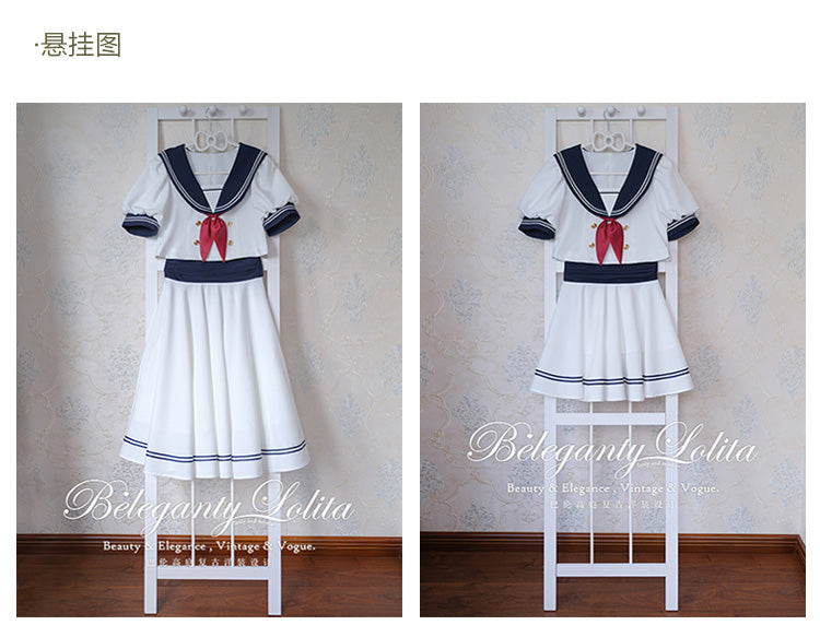 (Buyforme)Beleganty~Vintage Sailor Style Skirt Set Sea and Wind   