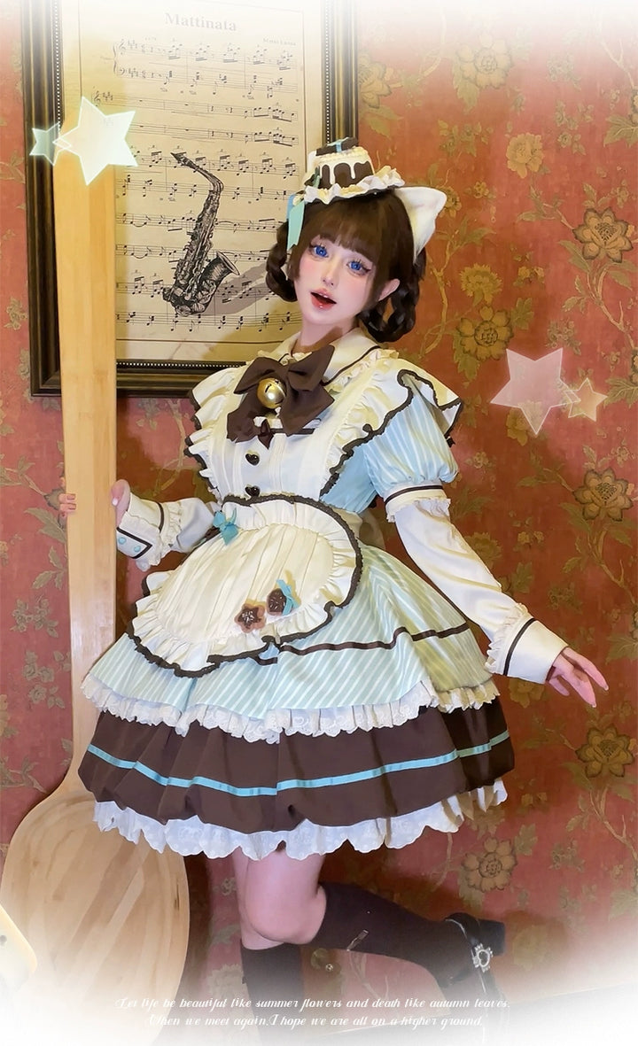 Sakurahime~Berry Bubble~Kawaii Lolita OP Tiered Ruffles Apron Lolita Dress