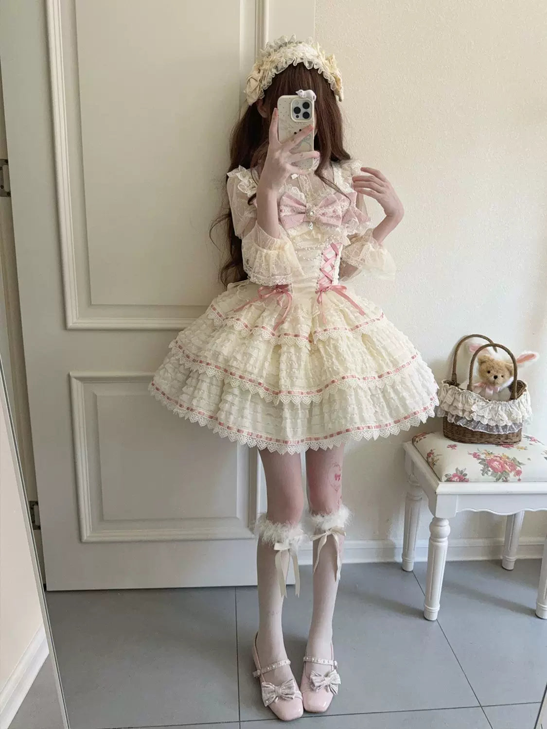 Floral Elegy - Sweet Lolita JSK Dress, Tiered Hem