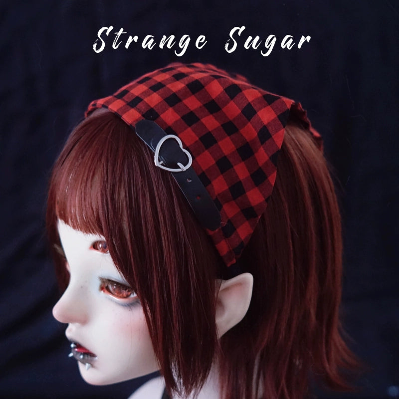 (Buy for me)Strange Sugar~Gothic Lolita Black-red Plaid Hairband   