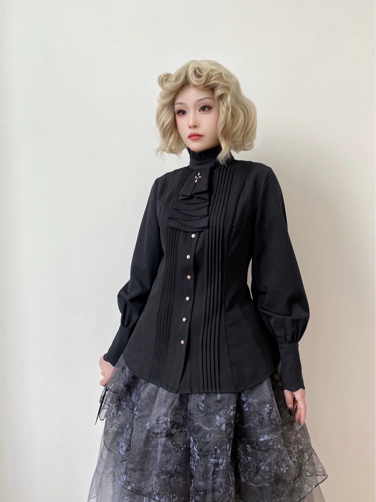 Silence Poem - Classic Lolita Long Sleeve Shirt, Detachable Jabot 44553:813082