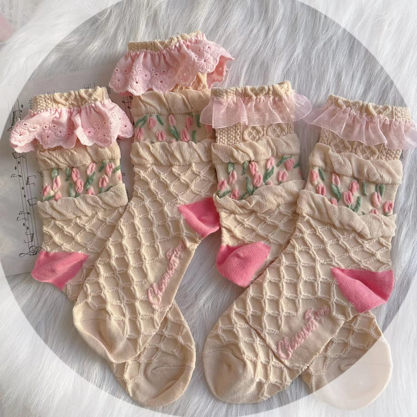 Chestnut Lolita~Vintage Lolita Handmade Socks   