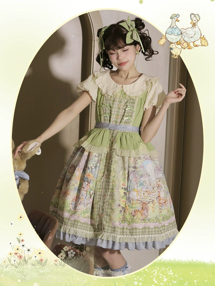 Strawberry Fantasia~Spring In The Air~Sweet Lolita JSK Green Lolita Dress   