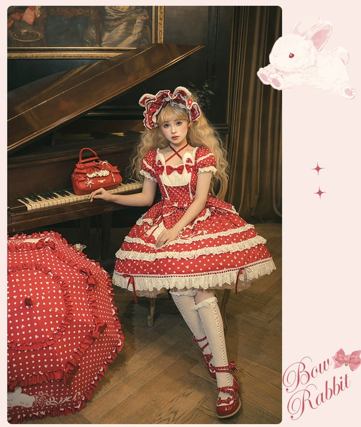 Mademoiselle Pearl~Bow Rabbit~IP Collab Sweet Lolita OP in Multiple Styles 43054:763698