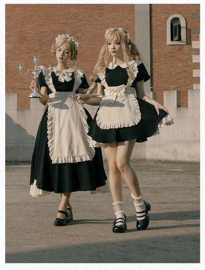 With PUJI~Kiss Kiss~Vintage Lolita OP Dress Maid Lolita Dress   