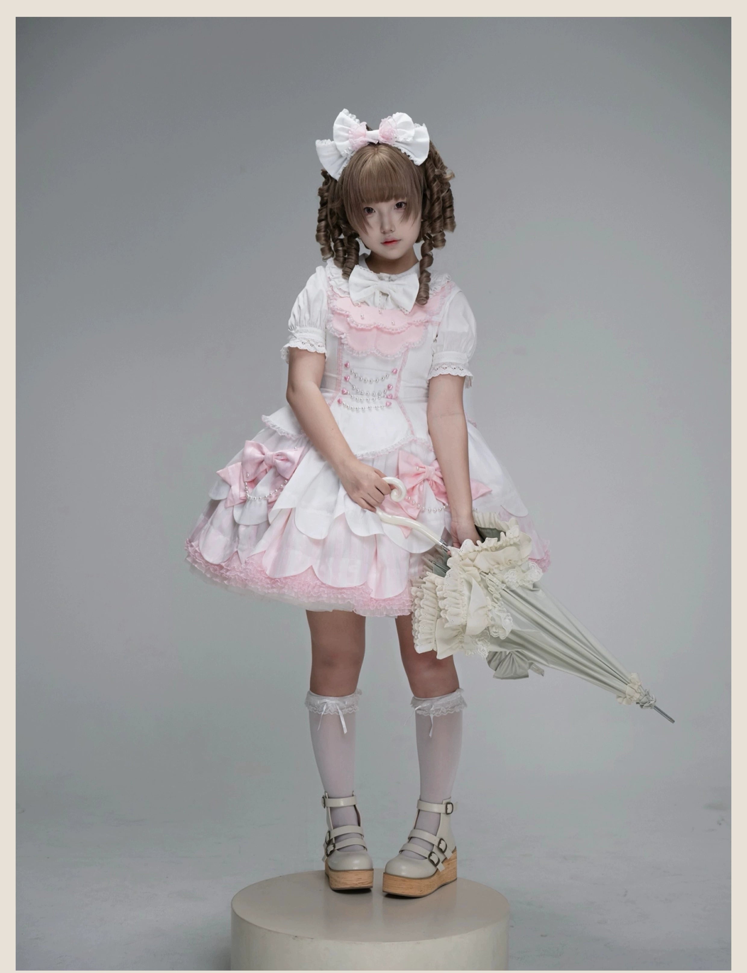 TaTaTa Lolita - Pearl Princess - Old School Lolita Jumper Dress Outfit, Petal Hem 44056:793716