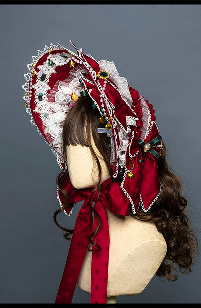 Youpairui~Leicester~Elegant Lolita Red Christmas Headdress   