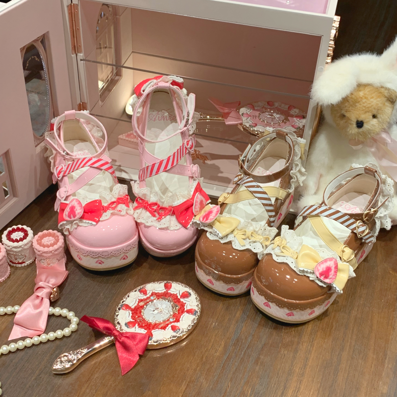 Aimee - Strawberry - Sweet Lolita High Platform Shoes Kawaii Lolita Shoes