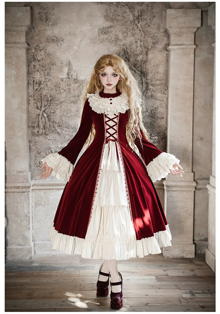 The Nutcracker - Winter Classic Lolita OP Dress, Front Opening 44385:806432