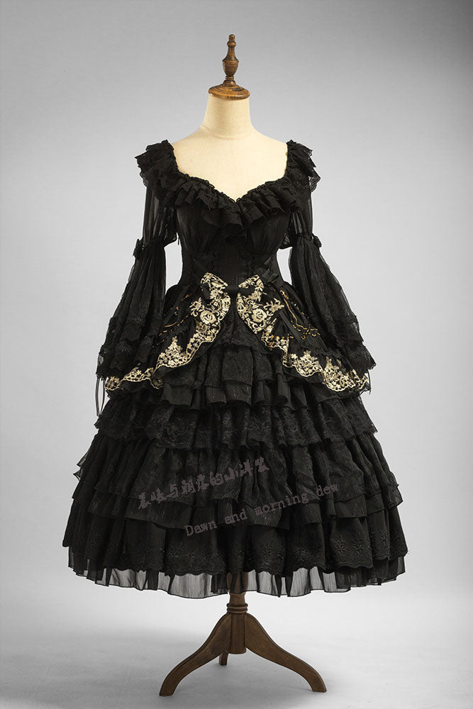(BFM)Dawn and Morning~Elegant Lolita OP Dress Sunrise Elf Long Dress (2XL 3XL L M S XL) 32348:383486