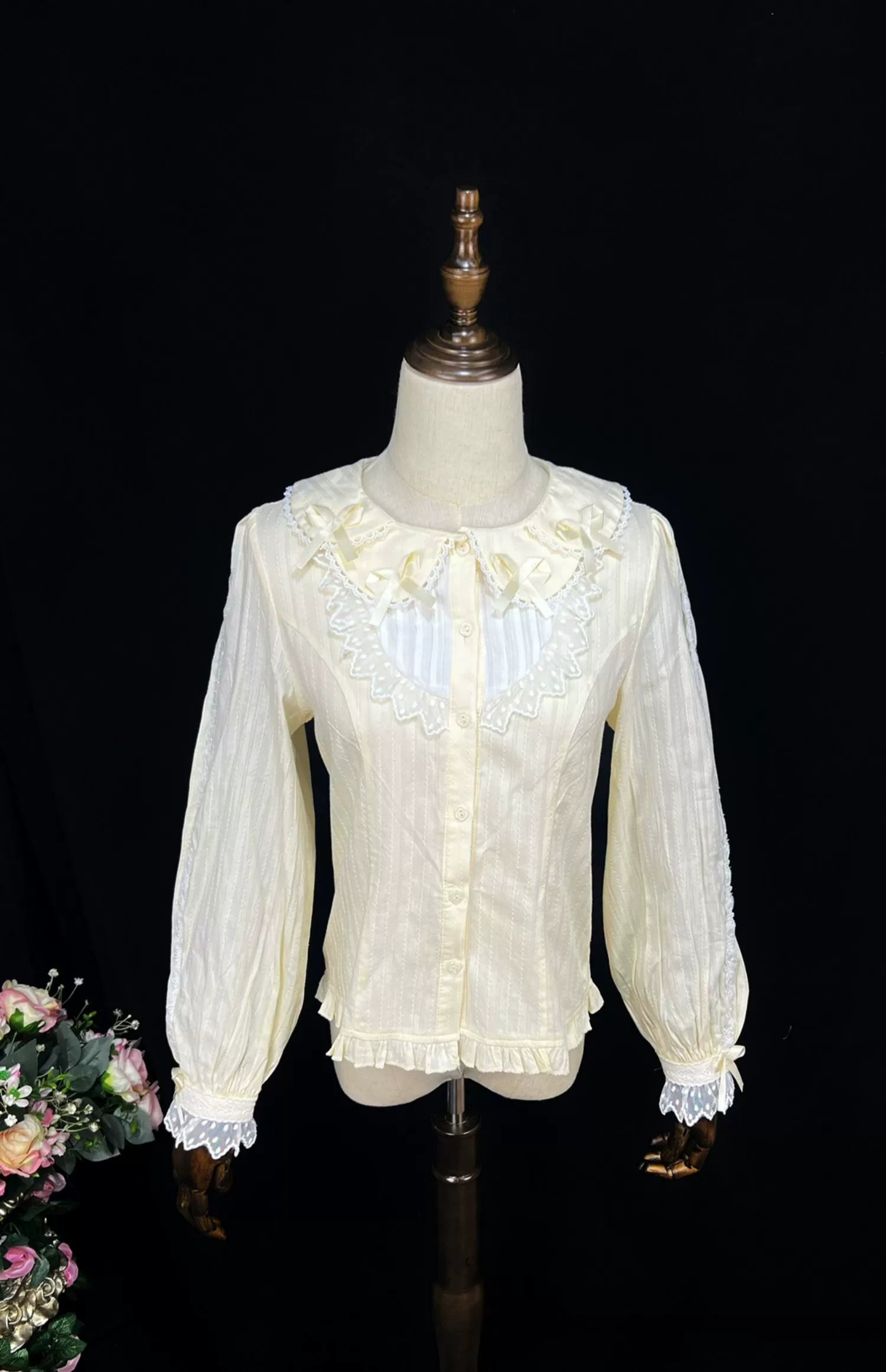 DMFS Lolita - Sweet Lolita Long Sleeve Shirt with Doll Collar S apricot