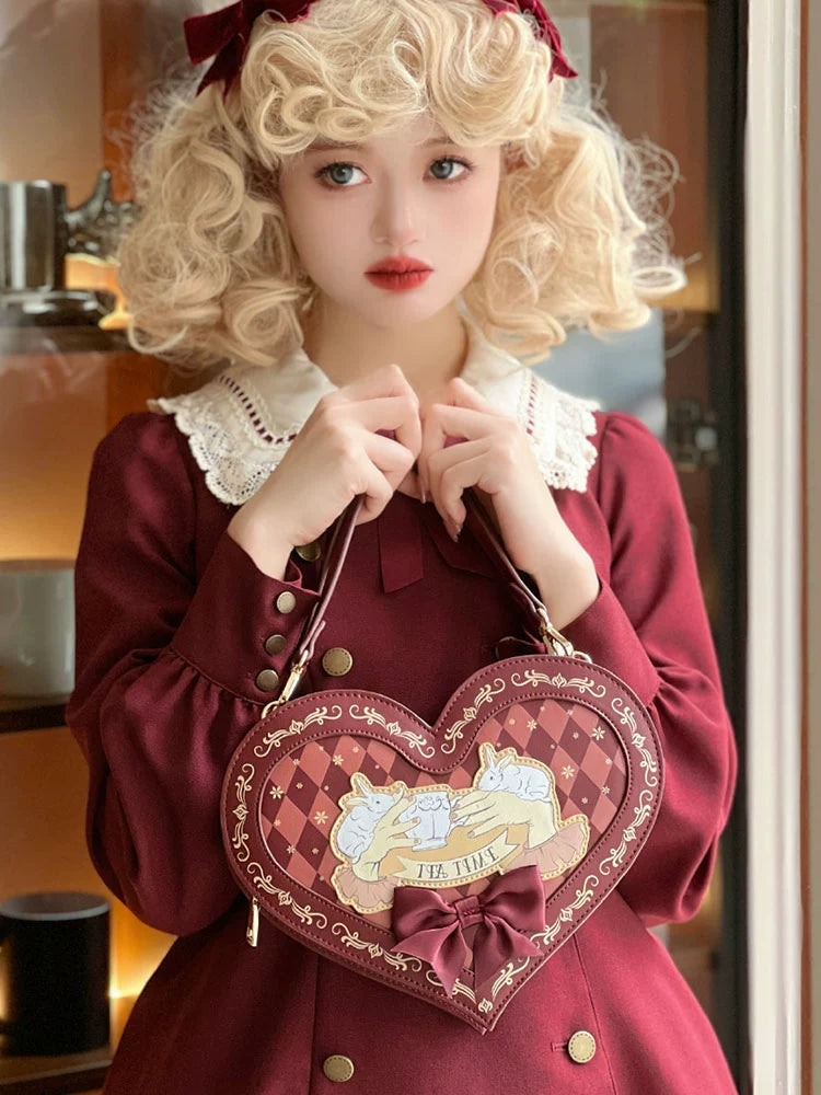 Banana&Guava~Vintage Lolita Handbag Heart Shape Lolita Bag   