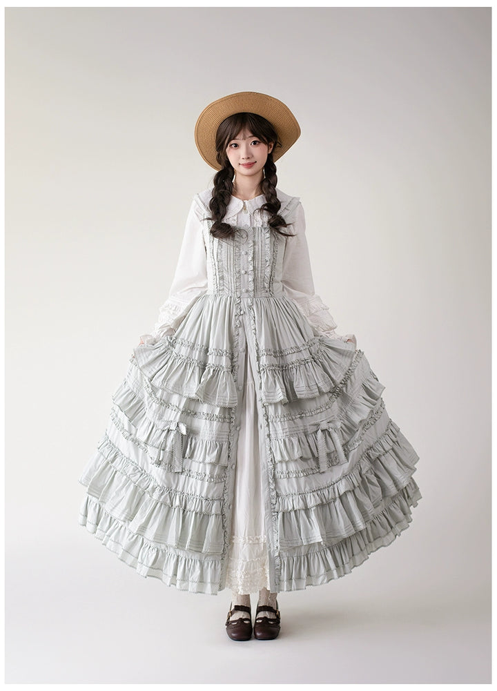 Mumu~Little Lilac~Country Lolita Cotton Jumper Dress Open-Front Lolita Dress (L M S XL) 40612:668968