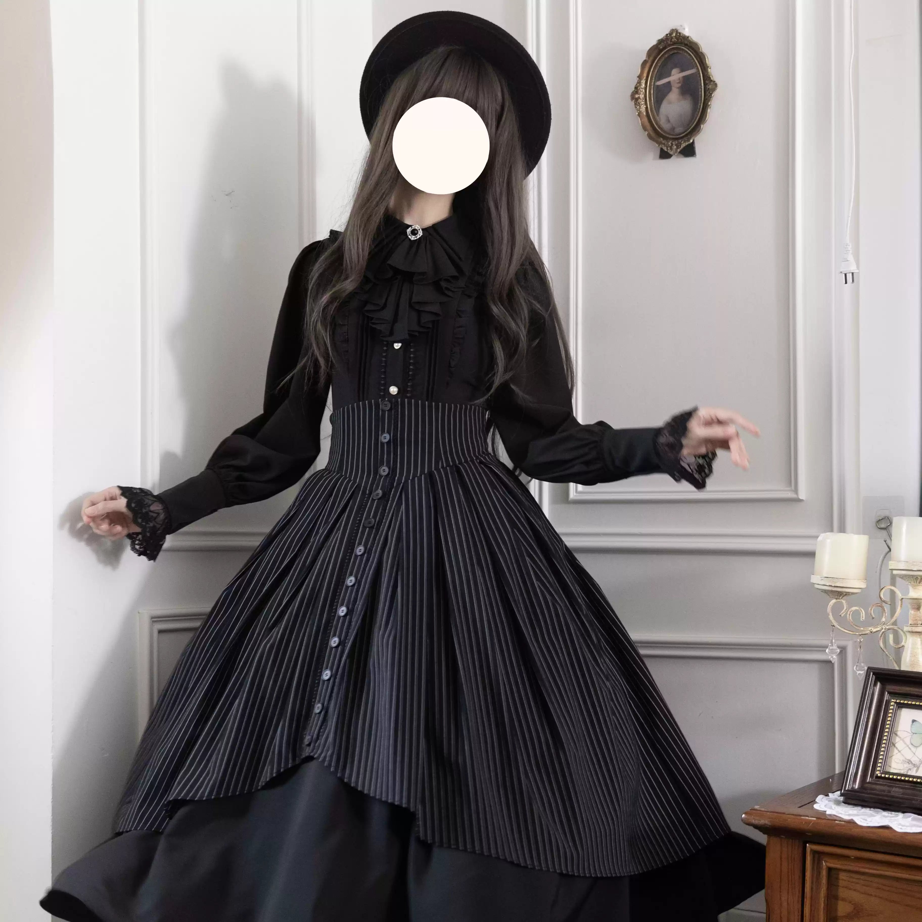 Alice in Wonderland - Love Moon Serenade - Striped Classic Lolita Skirt Preppy Style Commuting Dress 41240:688708