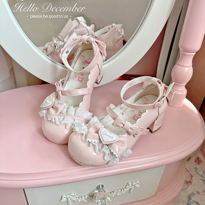 Aimee~Sakura~Sweet Lolita Heels Cute Mid-heel Mary Jane Shoes