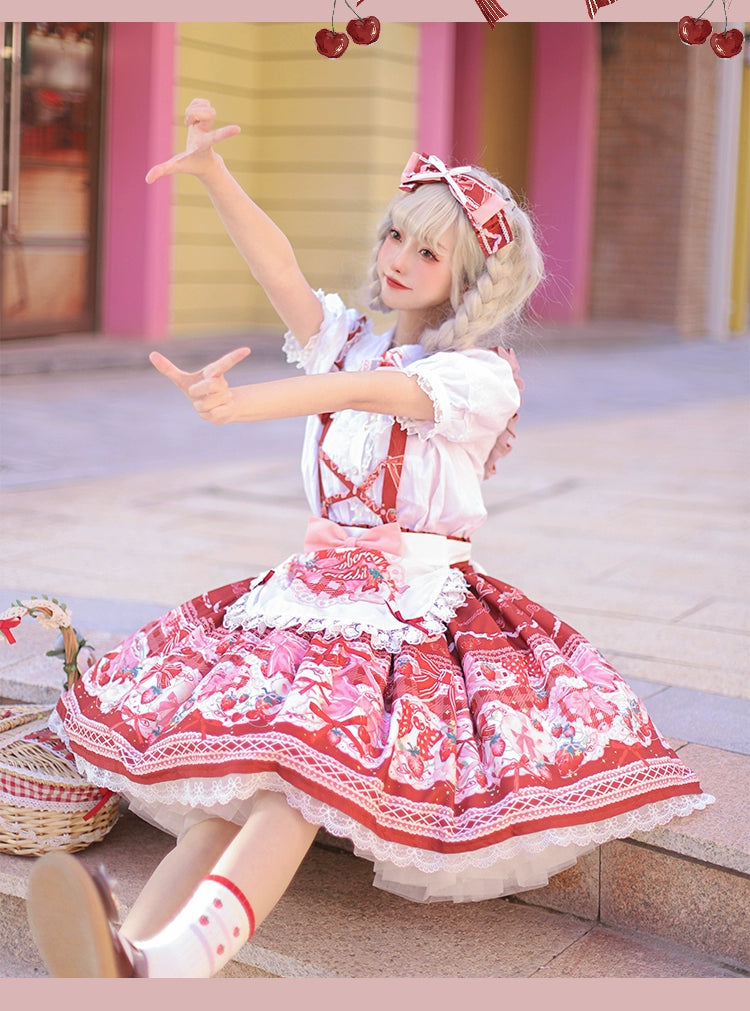 OCELOT~Sweet Lolita Lolita JSK and SK Rabbit Strawberry Dress