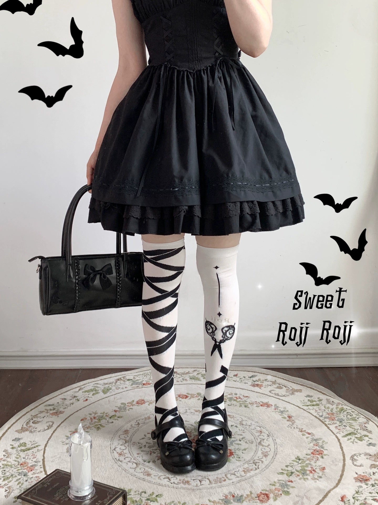 Roji Roji - Gothic Lolita Over-Knee Socks, Scissors Print 44190:798321