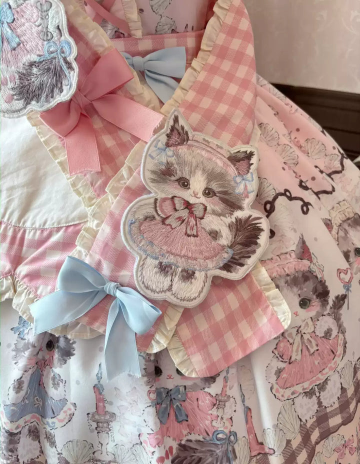 Shattered Lace Dream - Shattered Cat - Kawaii Lolita Cat-ear Headband, Brooch & Sash