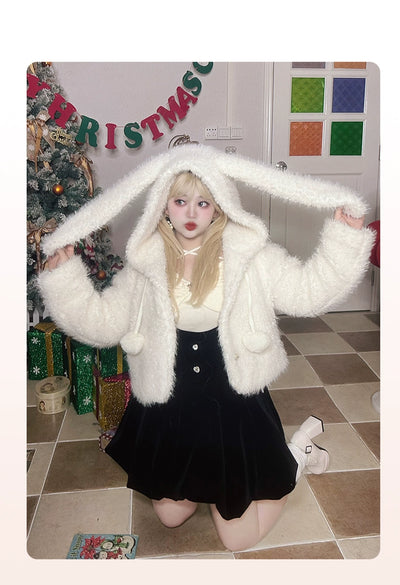 Yingtang~Christmas Plus Size Lolita Plush Coat Dress Set 32234:380572