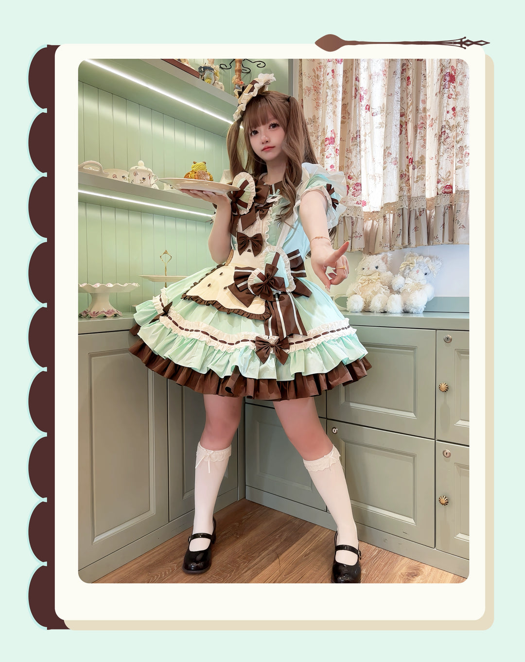 Platycodon House~Mini Cookies Mint Chocolate~Sweet Lolita OP Maid Lolita Dress   