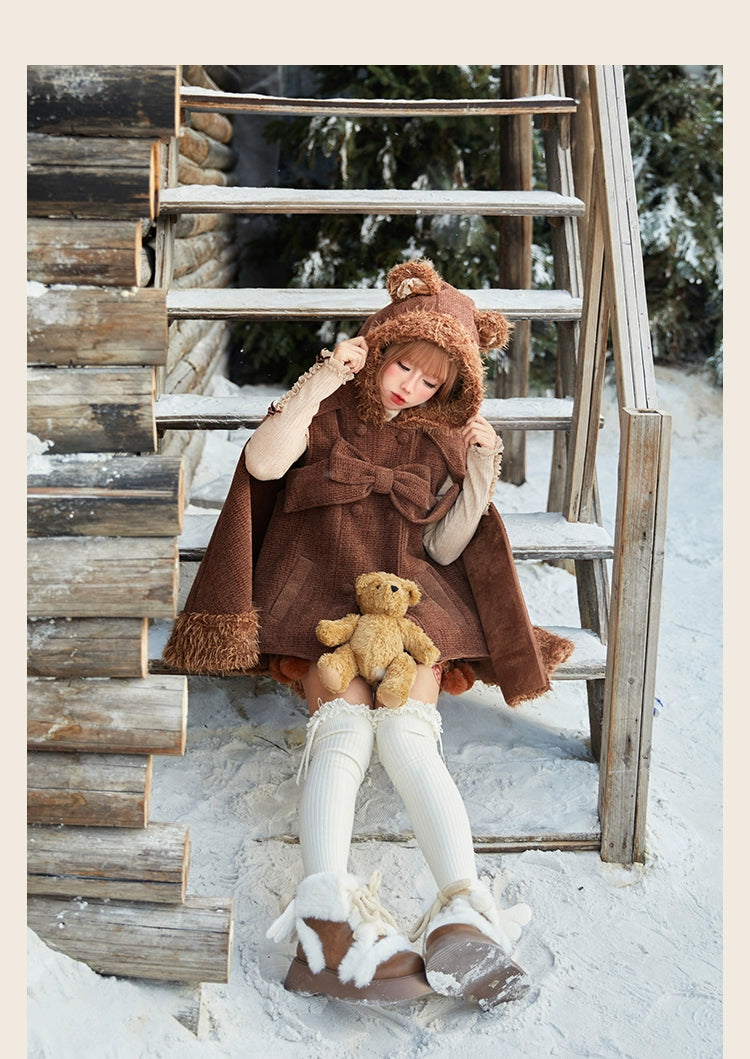 Tan Tuan~Rabbit & Bear~Winter Kawaii Lolita Cape and Shorts