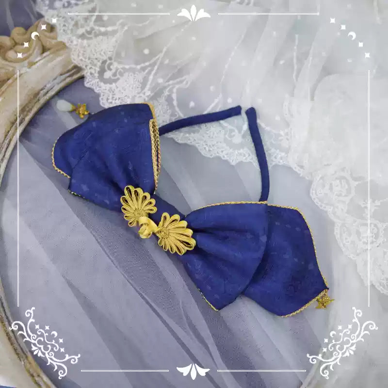NyaNya - Bright Moon On The Sea - Lolita Headdress and Accessories printing KC- blue