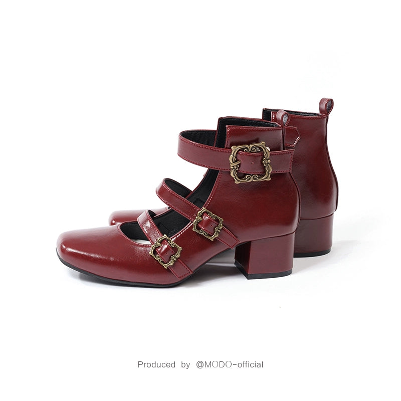 MODO~Praying Poem~Retro Elegant Lolita Three-buckle Mary Janes Shining Shoes (34 35 36 37 38 39 40 41) 40656:671406