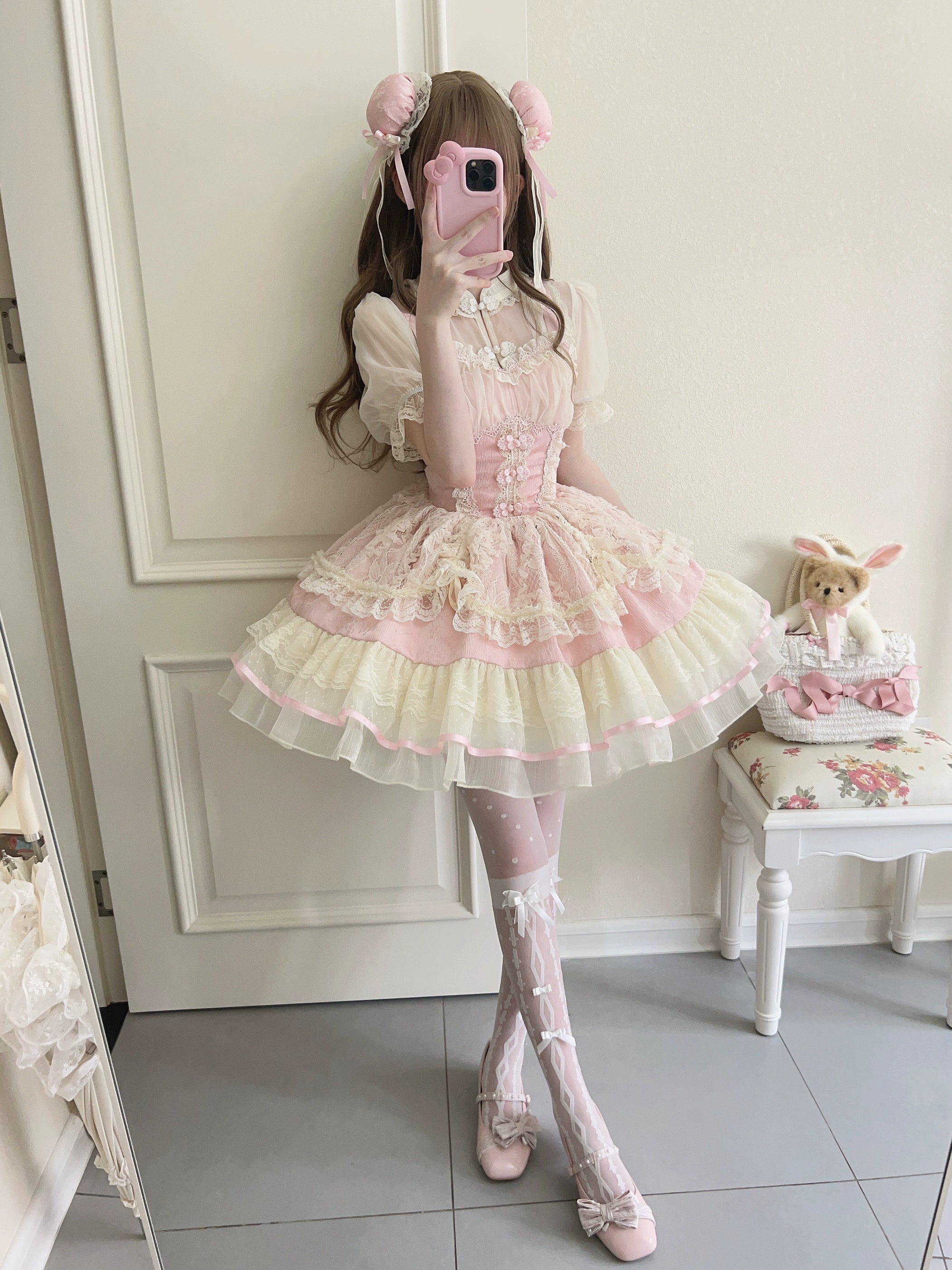 Sugar Girl - Hua Ji Fu Lei - Chinese Style Lolita JSK Dress Ballet Style Innerwear Set S pink JSK
