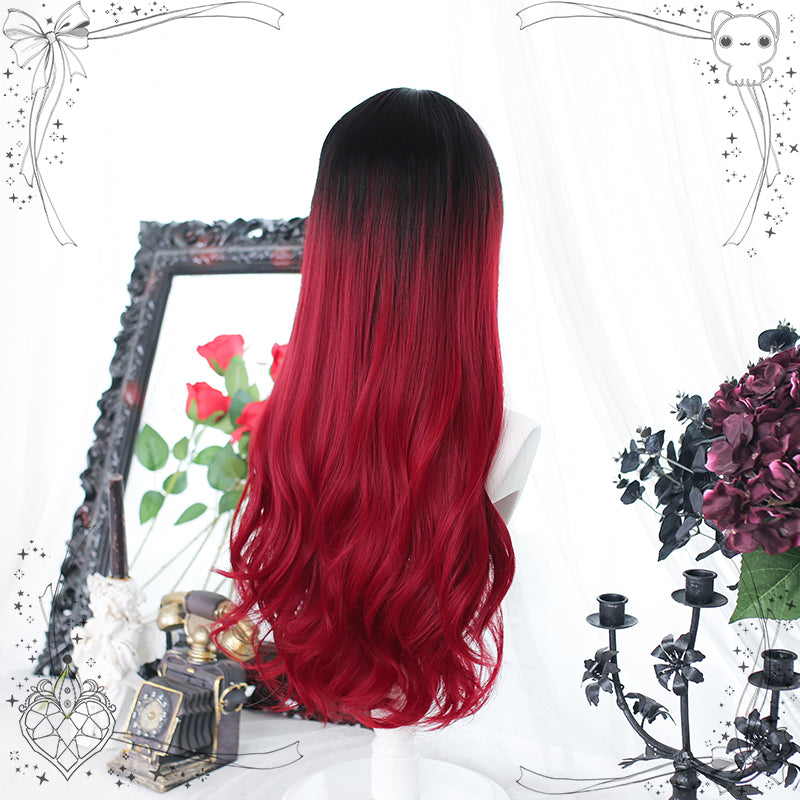 Dalao Home~Gothic Lolita Inferno Dark Fantasy Black Red Wig   