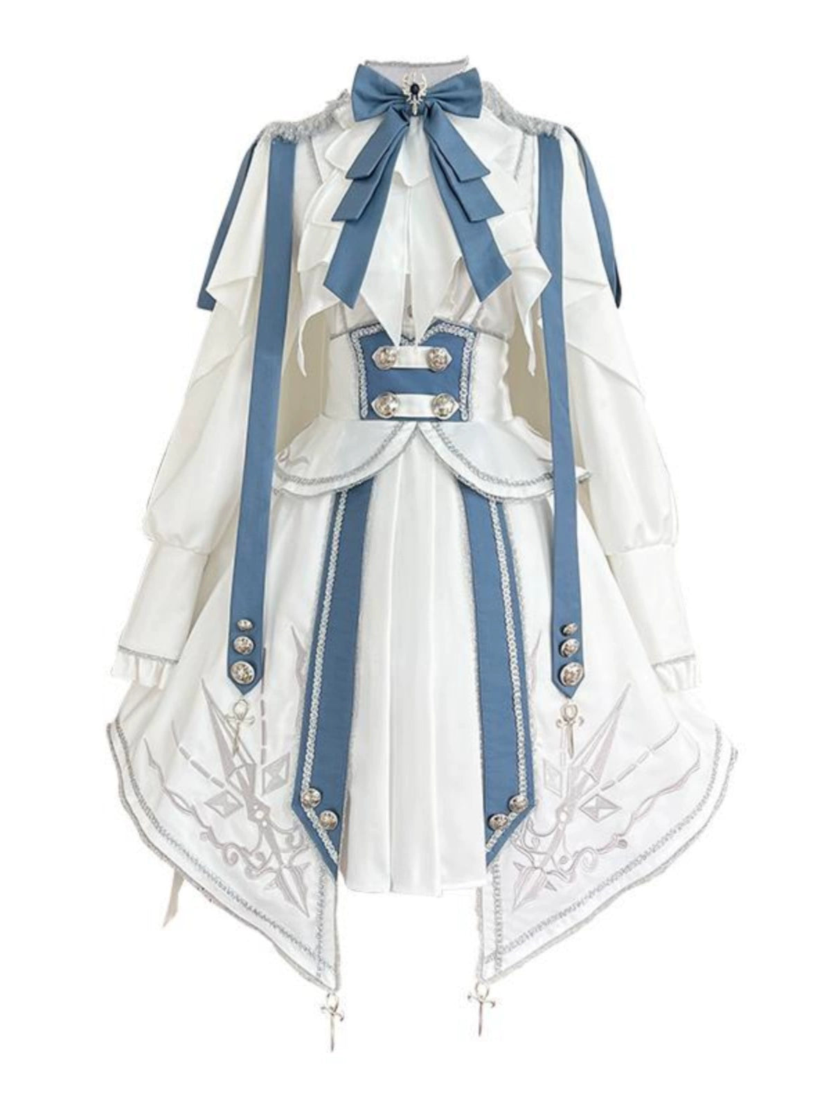 Designer's Gift - Luminous Cavalier - Military Lolita Skirt Set Long-Sleeved Shirt Skirt + Shirt S