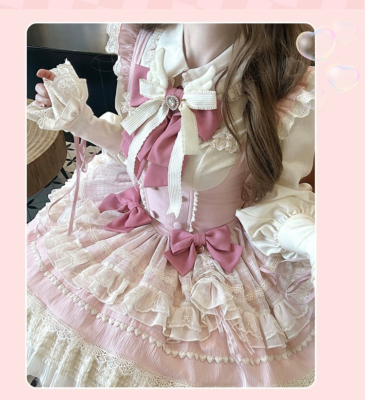 Sakurahime~Cupid Overture~Sweet Pink Lolita Jumper Dress Bust-Supporting JSK