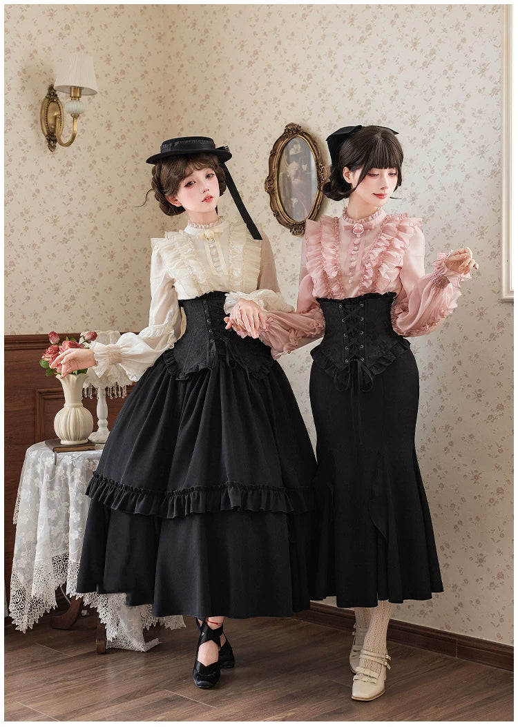 Blake - Boning Gothic Lolita Mermaid Skirt, Lifted-hem SK