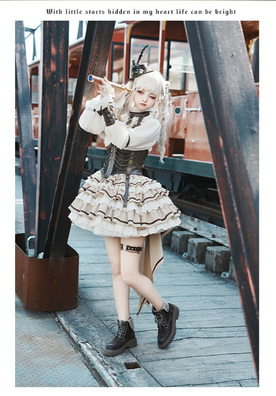 Sakurahime~Time Sand Rear~Punk Lolita OP Cute Daily Lolita Dress   