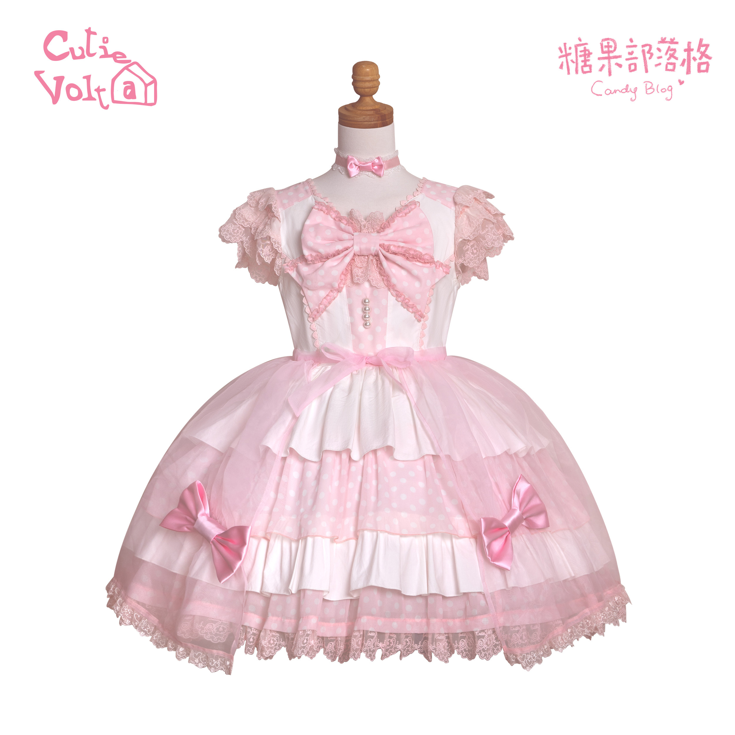 Candy Cottage - Old School Lolita Polka Dot Dress & Top Skirt Set (L M S / Pre-order) 45522:851820