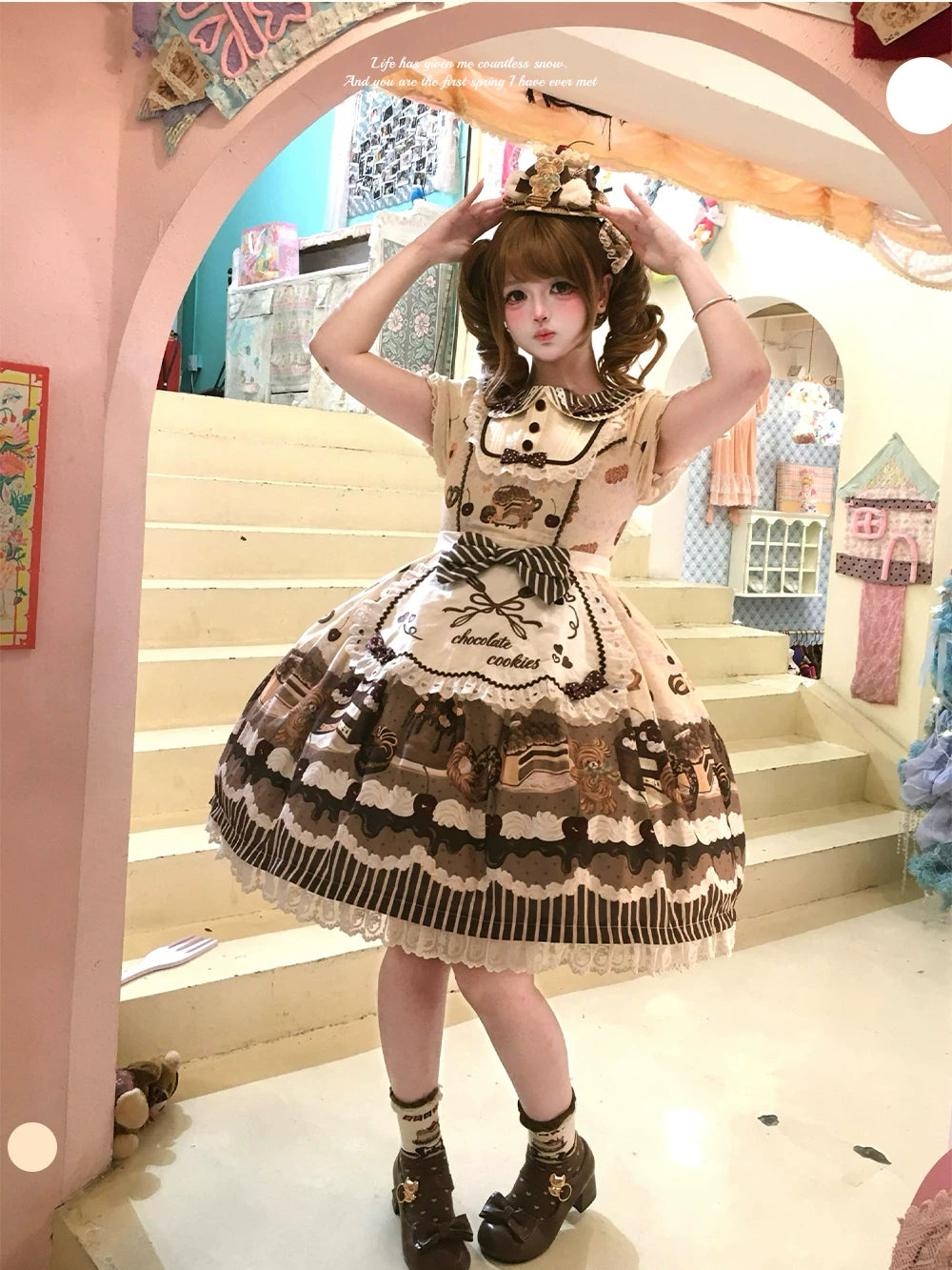 Cocoa Baker - Old School Lolita Dessert Printed OP & JSK Dress with Embroidery 45486:851007